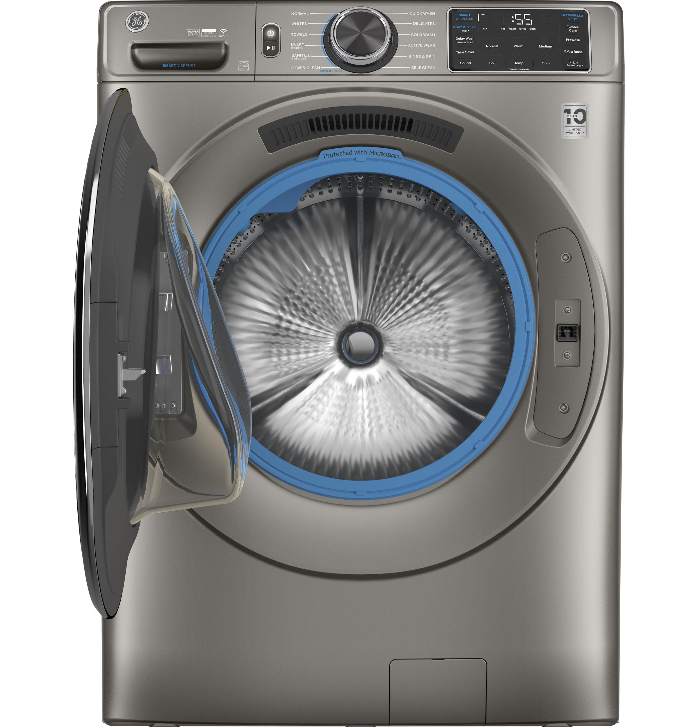 GE® 4.8 cu. ft. Capacity Smart Front Load ENERGY STAR® Steam Washer with SmartDispense™ UltraFresh Vent System with OdorBlock™ and Sanitize + Allergen