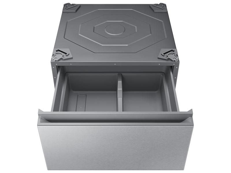 Samsung Bespoke 27" Laundry Pedestal with Storage Drawer in Silver Steel