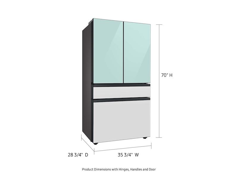 Samsung Bespoke 4-Door French Door Refrigerator (23 cu. ft.) with Beverage Center™ in Morning Blue Glass Top Panels and White Glass Middle and Bottom Panels