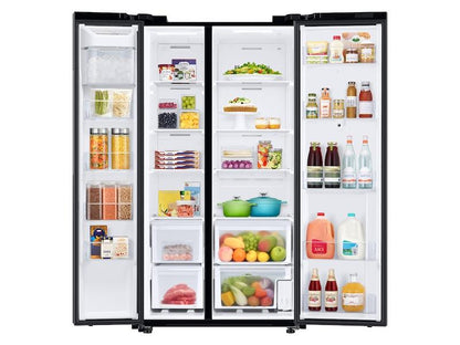 Samsung RS28A5F61SG 27.3 cu. ft. Smart Side-by-Side Refrigerator with Family Hub™ in Black Stainless Steel
