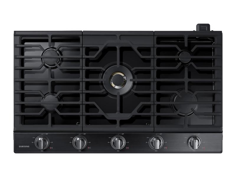 Samsung 36" Smart Gas Cooktop with 22K BTU Dual Power Burner in Black Stainless Steel