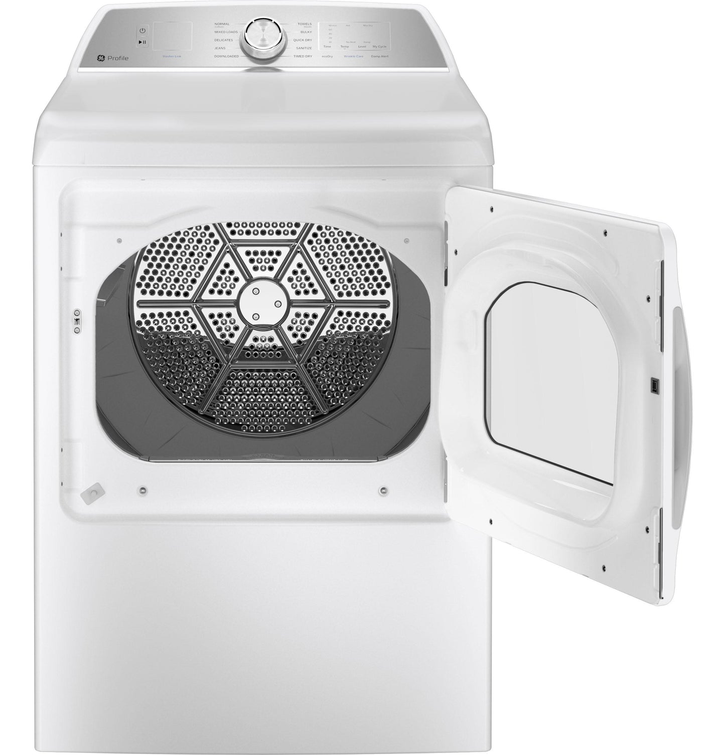 PTD60EBSRWS GE Profile™ ENERGY STAR® 7.4 cu. ft. Capacity aluminized alloy drum Electric Dryer with Sanitize Cycle and Sensor Dry