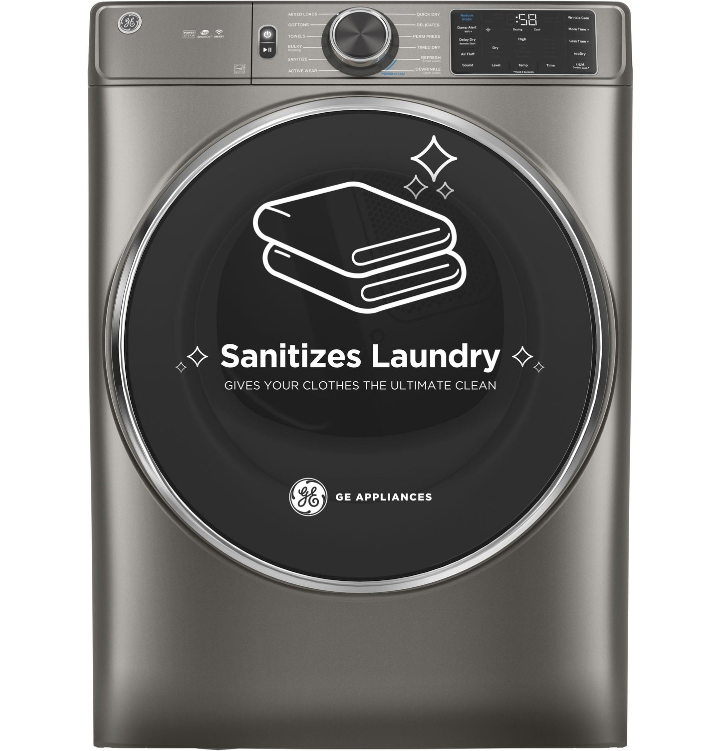GE® 7.8 cu. ft. Capacity Smart Front Load Electric Dryer with Steam and Sanitize Cycle