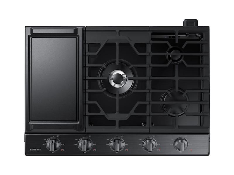 Samsung 30" Smart Gas Cooktop with Illuminated Knobs in Black Stainless Steel