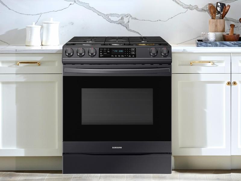 6.0 cu ft. Smart Slide-in Gas Range with Air Fry in Black Stainless Steel