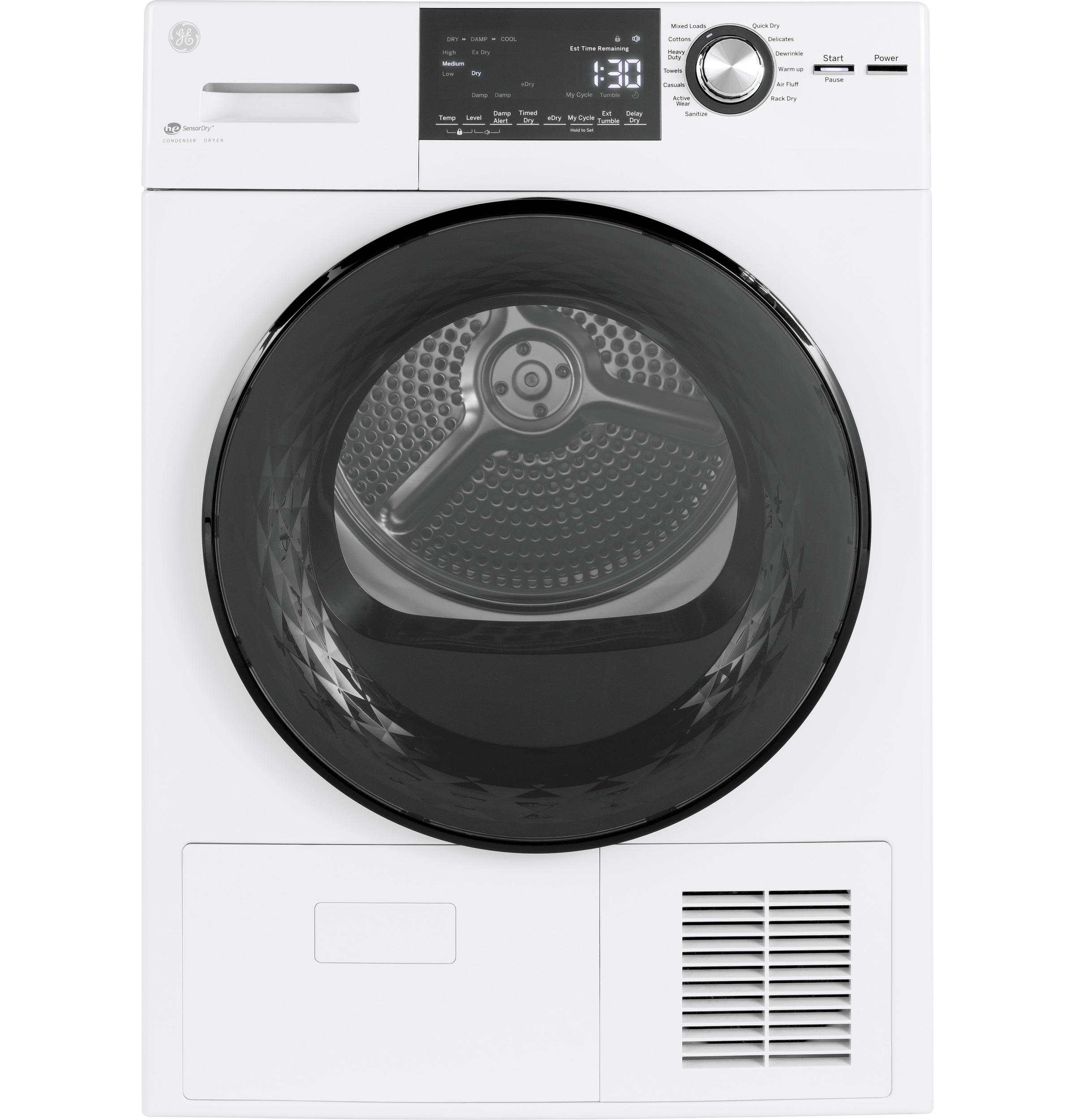 GE® ENERGY STAR® 24" 4.1 Cu.Ft. Front Load Ventless Condenser Electric Dryer with Stainless Steel Basket