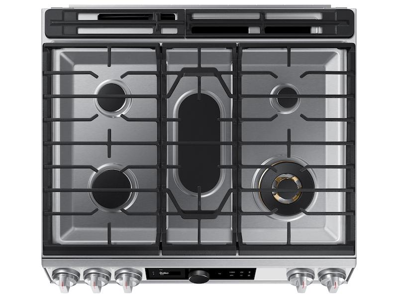 Bespoke Smart Slide-in Gas Range 6.0 cu. ft. with Smart Dial, Air Fry & Wi-Fi in White Glass
