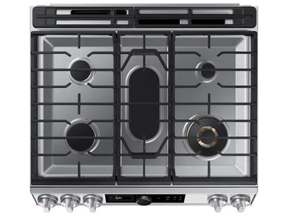 Bespoke Smart Slide-in Gas Range 6.0 cu. ft. with Smart Dial, Air Fry & Wi-Fi in White Glass