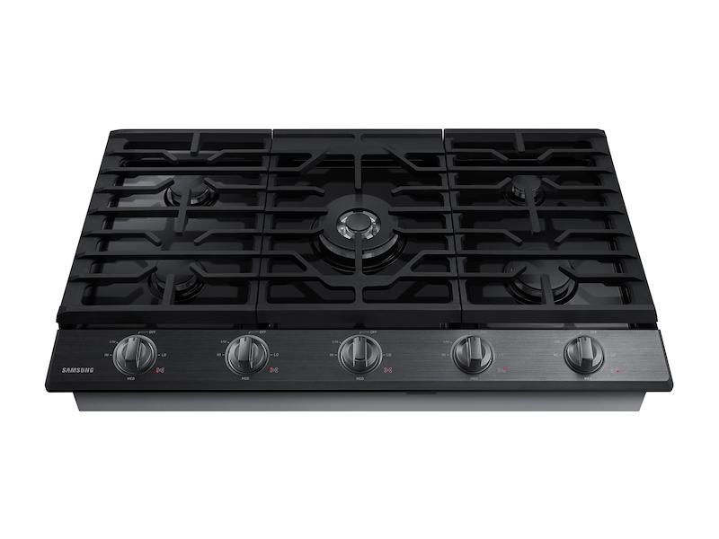 Samsung 36" Smart Gas Cooktop with Illuminated Knobs in Black Stainless Steel