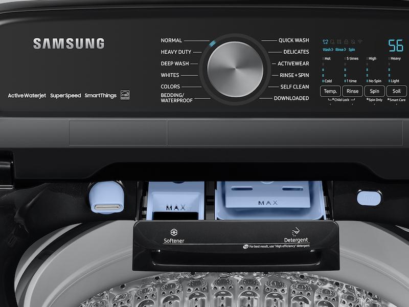 5.2 cu. ft. Large Capacity Smart Top Load Washer with Super Speed Wash in Brushed Black