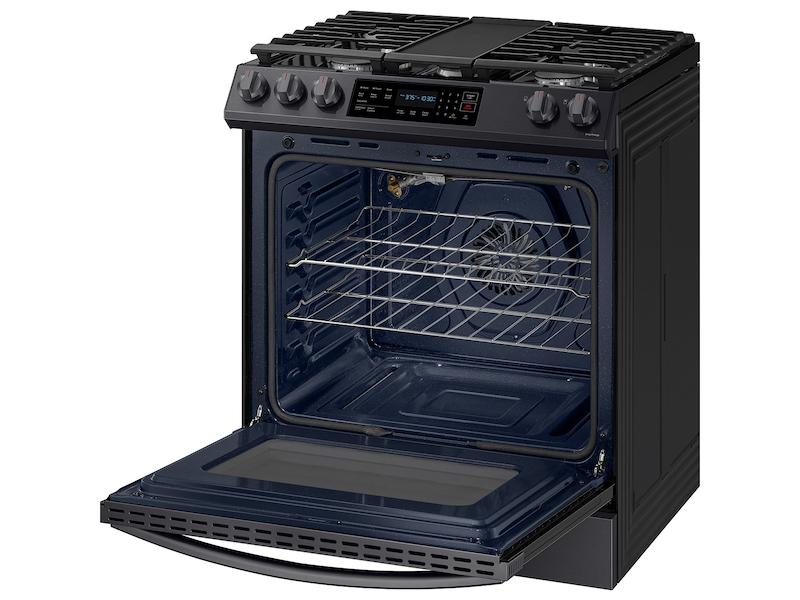 6.0 cu. ft. Smart Slide-in Gas Range with Convection in Black Stainless Steel