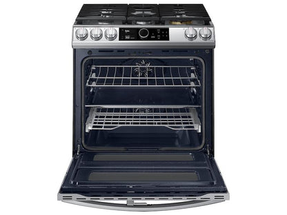 Samsung 6.3 cu. ft. Flex Duo™ Front Control Slide-in Dual Fuel Range with Smart Dial, Air Fry, and Wi-Fi in Stainless Steel