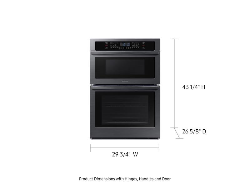 30" Smart Electric Wall Oven with Microwave Combination in Black Stainless Steel
